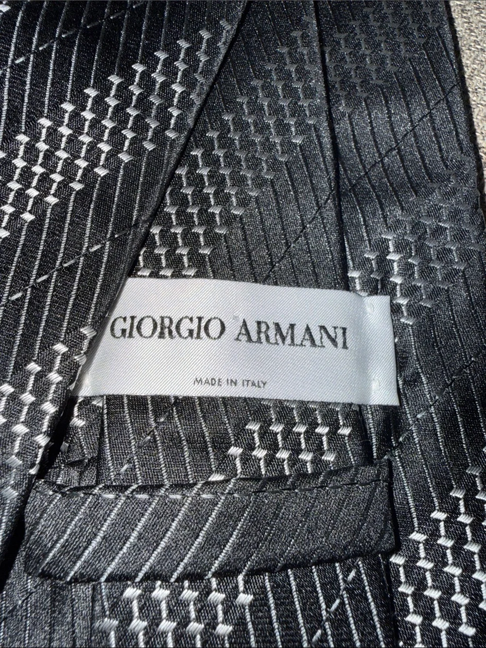 Giorgio Armani Black/ White Silk Tie